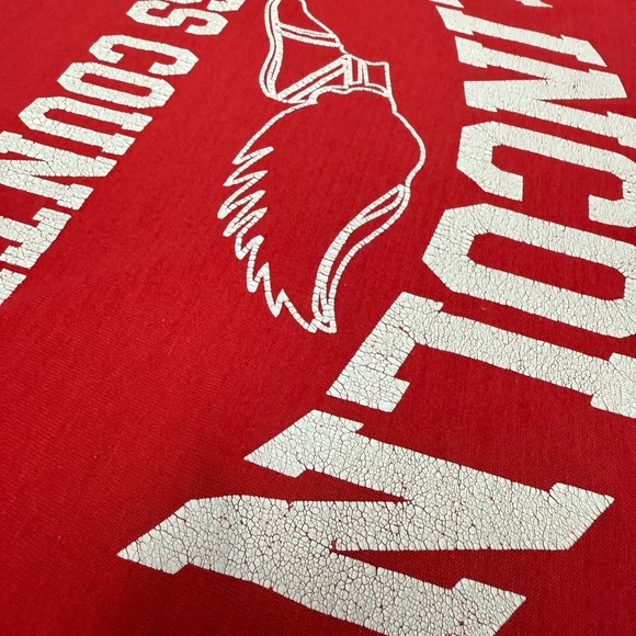 Vintage Lincoln Cross Country Red Graphic Tee Size Small, 50/50 Cotton Soft - Picture 7 of 7